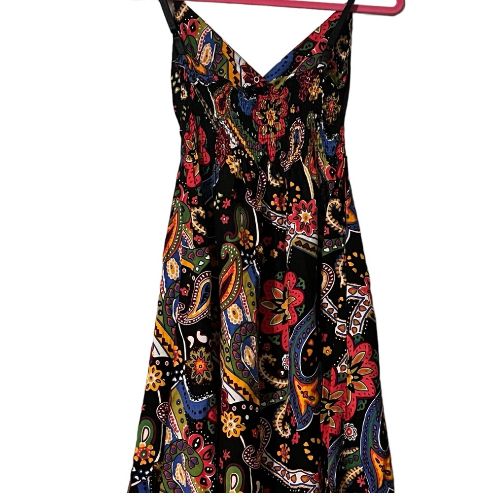 Black Sleeveless Multi Colored Paisley Dress Women’s - Picture 9 of 9